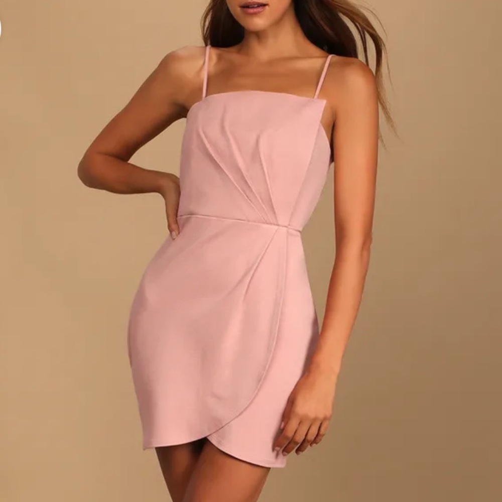 Lulus Pink Pleated Bodycon Mini Dress